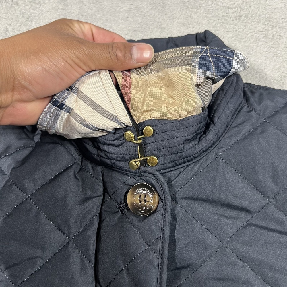 Barbour Forth Quilted Jacket Womens 10 Full Zip Button Up Modern Heritage Blue - Picture 6 of 15